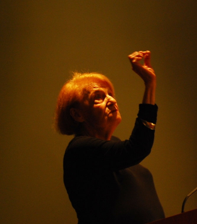 Annette Michelson pointing