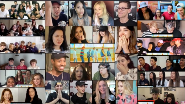 A collage of screenshots from fan reaction videos.