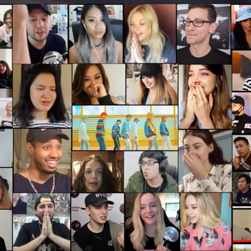 A collage of screenshots from reaction videos on YouTube