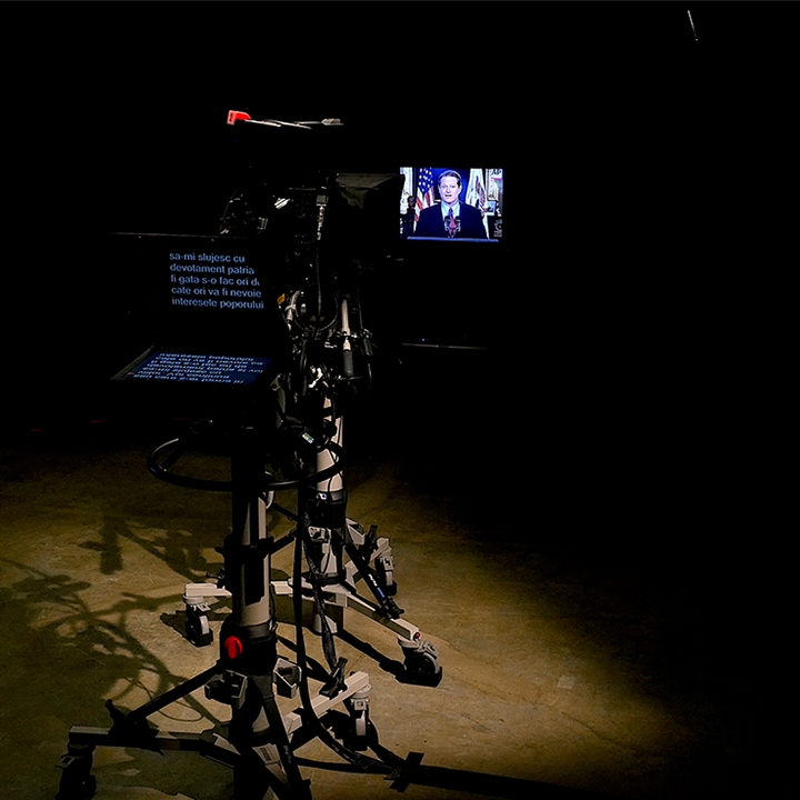 A teleprompter 