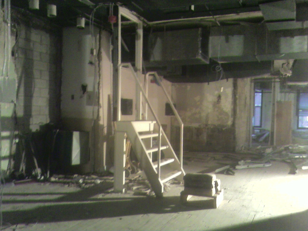 The stairway up to the projection booth during the renovation.