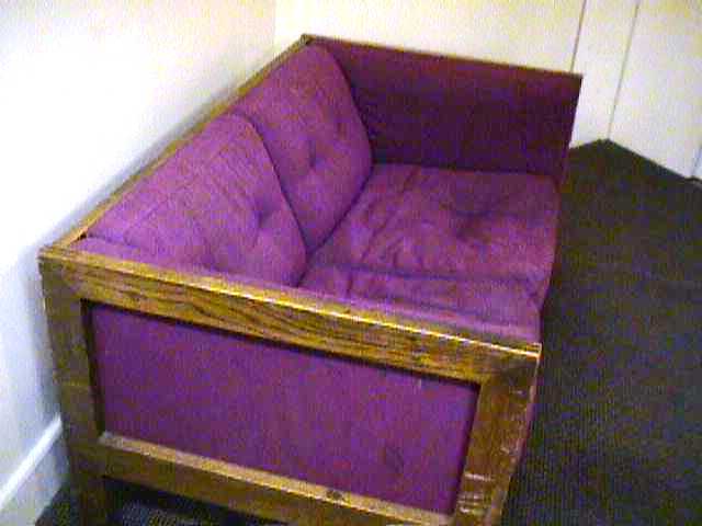 The Cinema Studies purple couch in the 1990s.