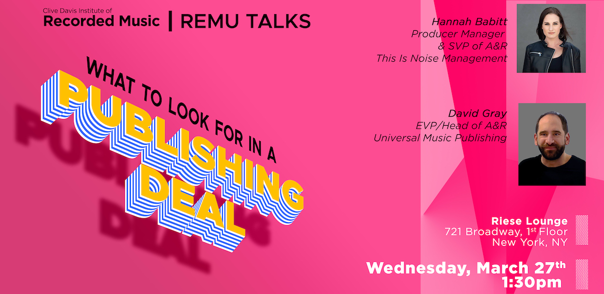 Flyer for ReMu Talks event What to look for in a publishing deal