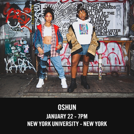 Flyer for OSHUN Concert on 1/22/20 for the Dr Martens Presents Video Series