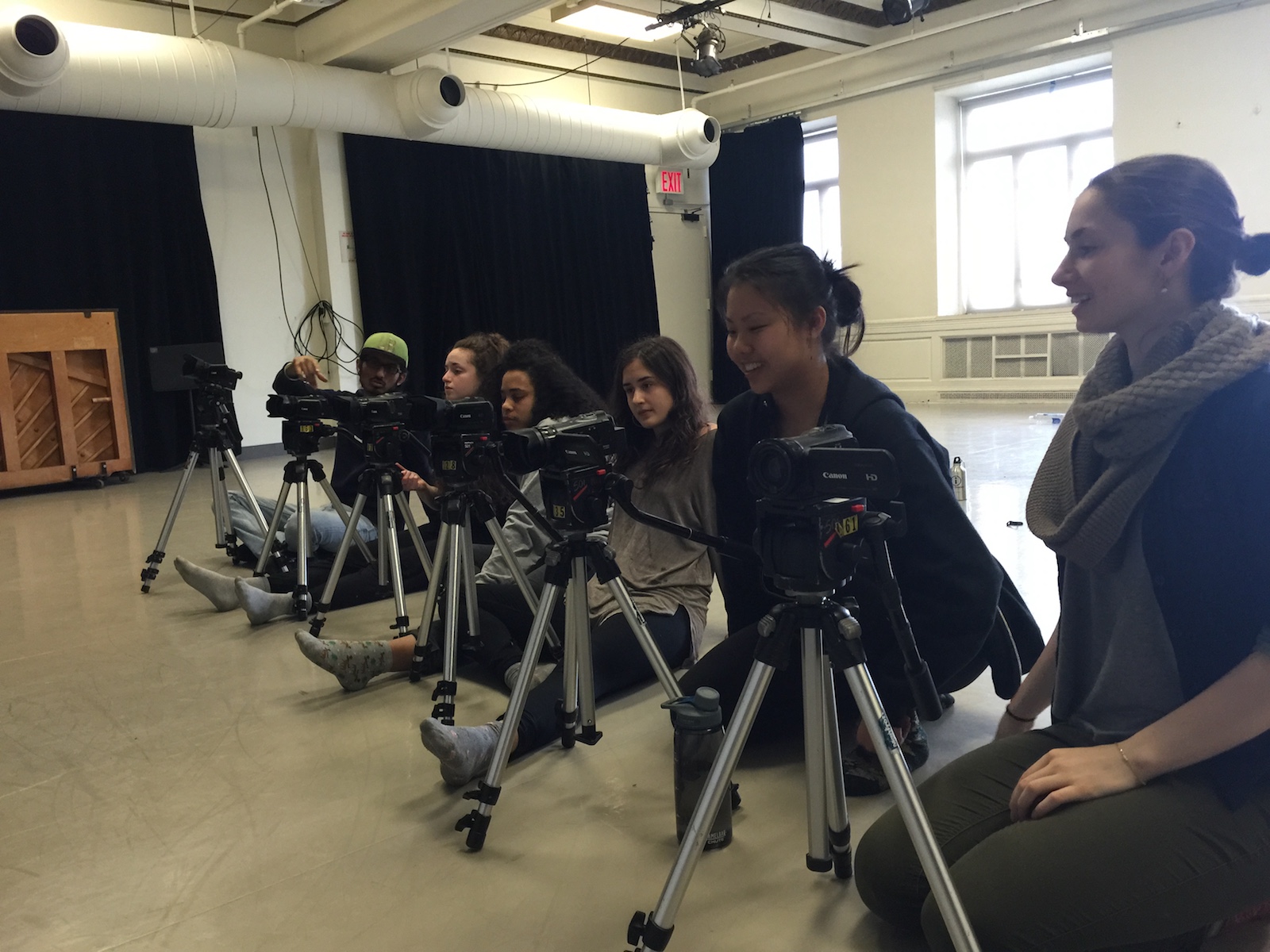 Dance and Technology students learn surrounding technologies for a "Filming the Moving Bodies" course taught by Associate Arts Professor Cari Ann Shim Sham.