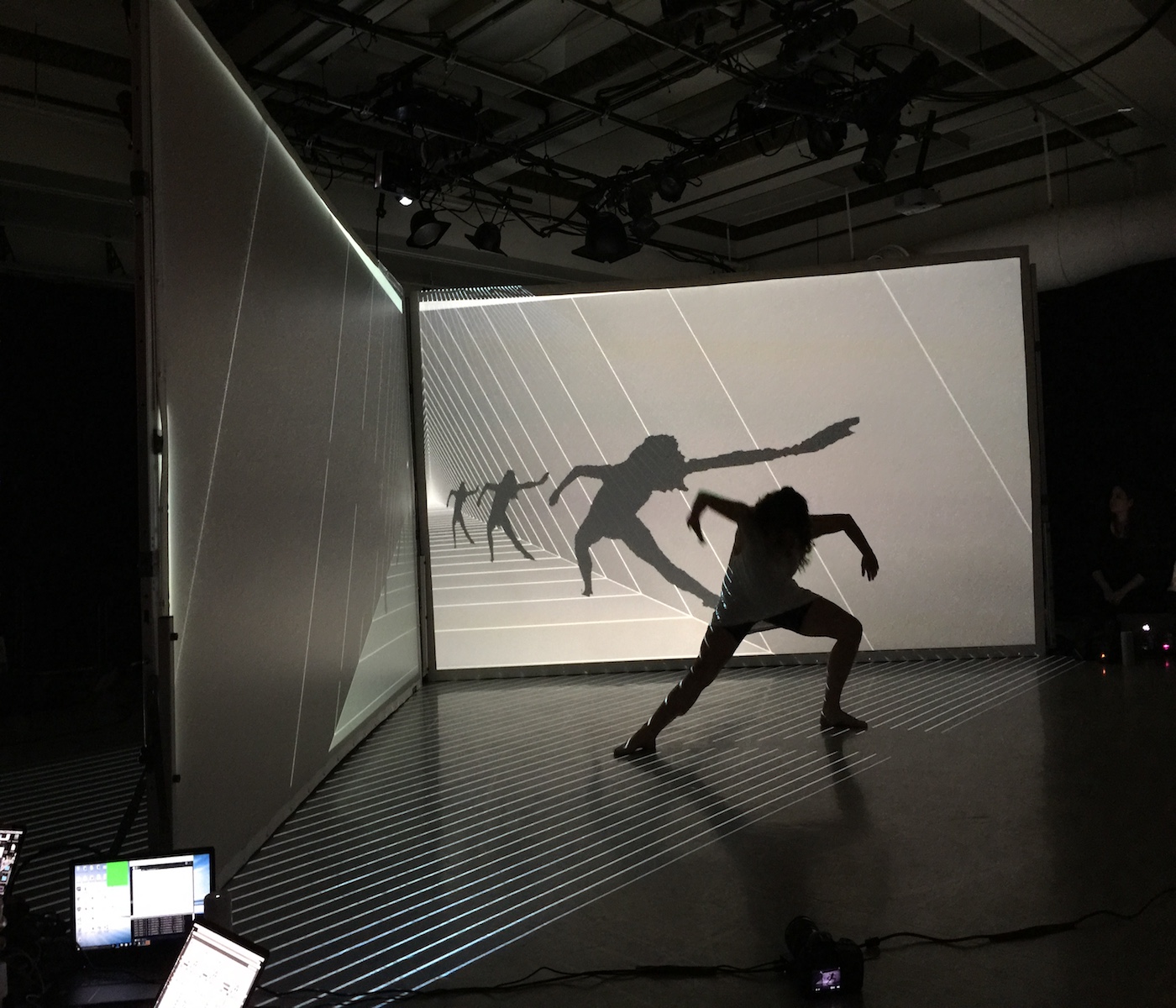 Dance and ITP collaborate to create visual imagery through the use of video projections and motion capture.