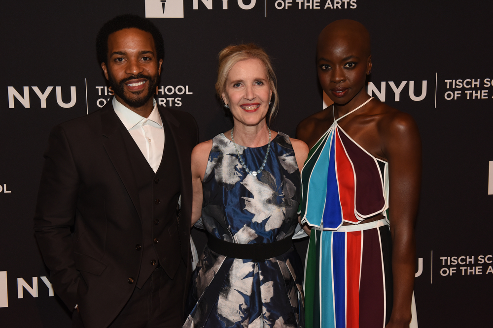 Honorees André Holland and Danai Gurira with Dean Allyson Green