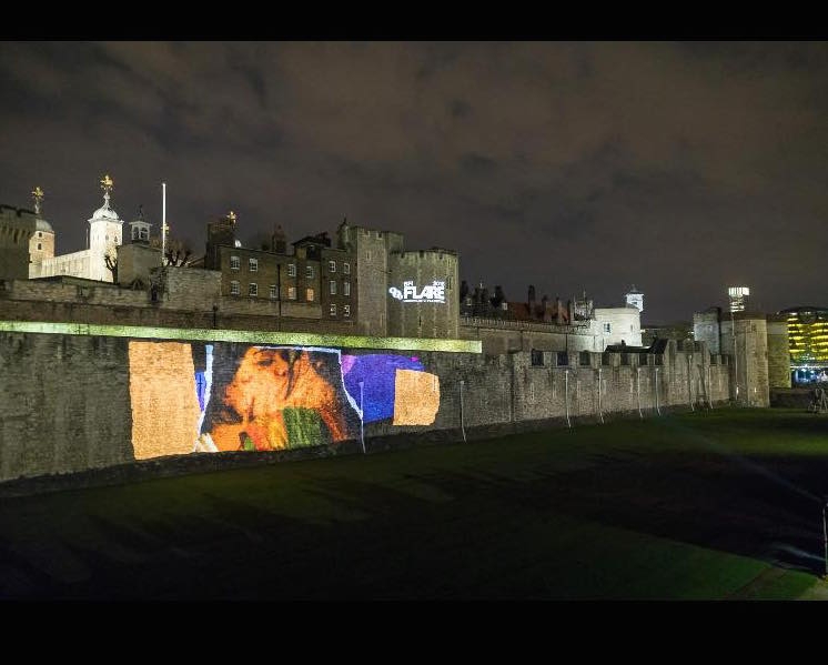"Devi" projected onto the Tower of London Courtest of "Devi" Facebook Page