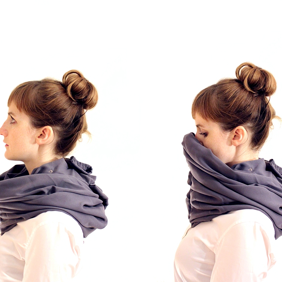 Woman wears a scarf two different ways