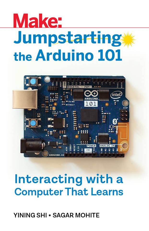 cover art of book, closeup of the Arduino microprocessor