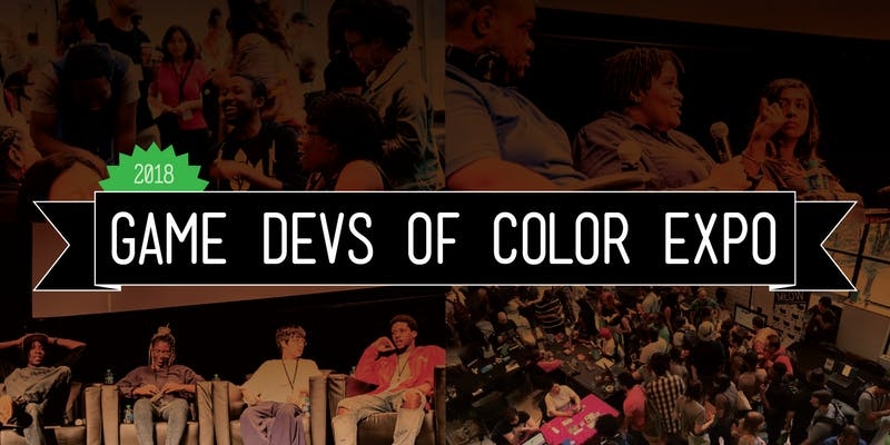 Game Devs of Color Expo logo featuring images from last year's conference with "Game Devs of Color Expo" written over it