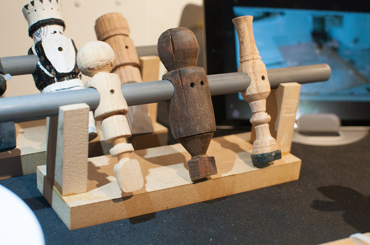 wooden foosball players