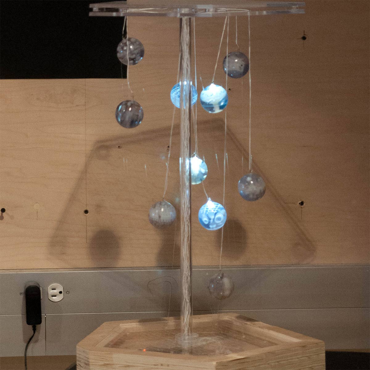 marbles lit up and suspended