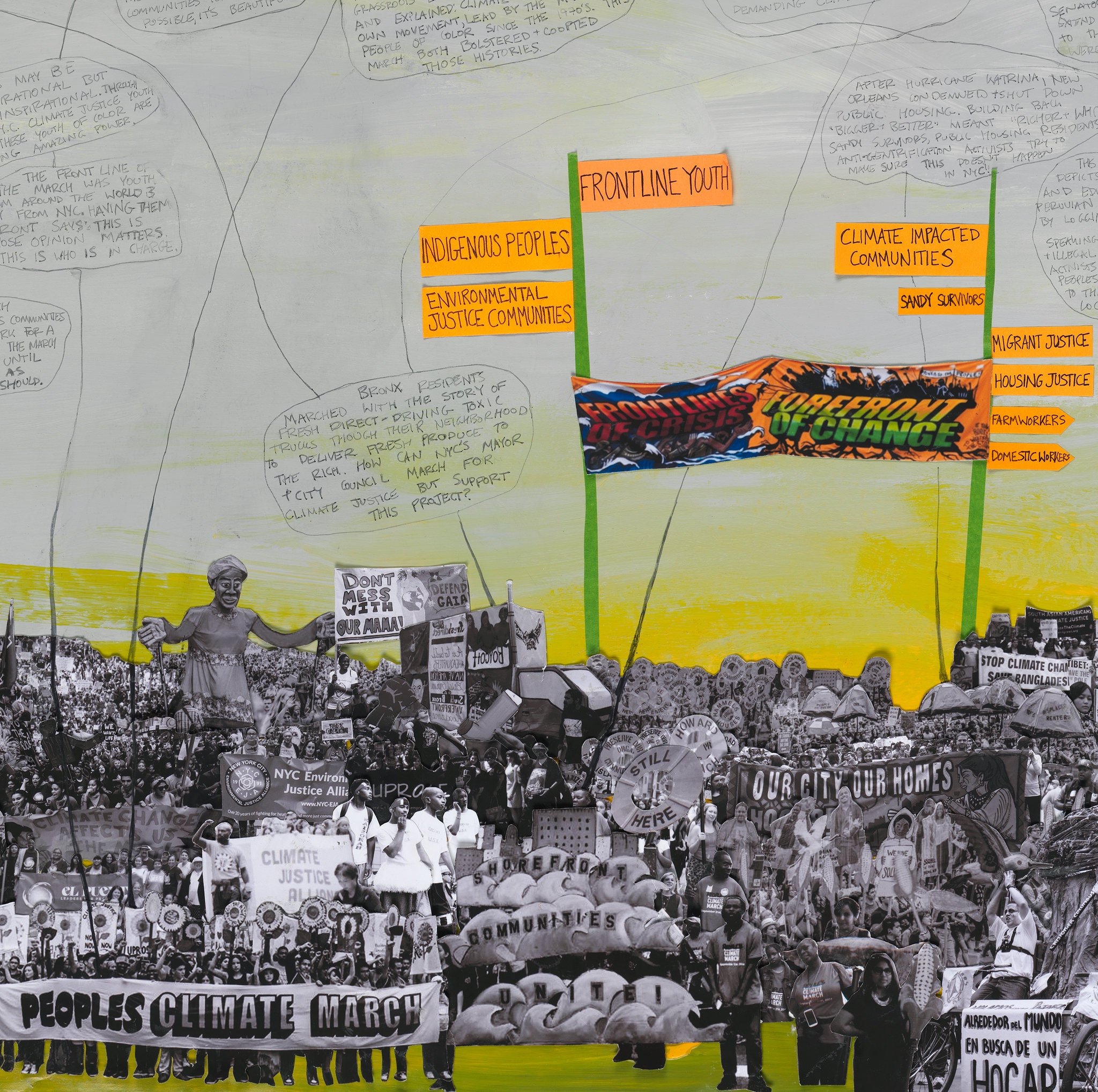 collaged image of climate change protests