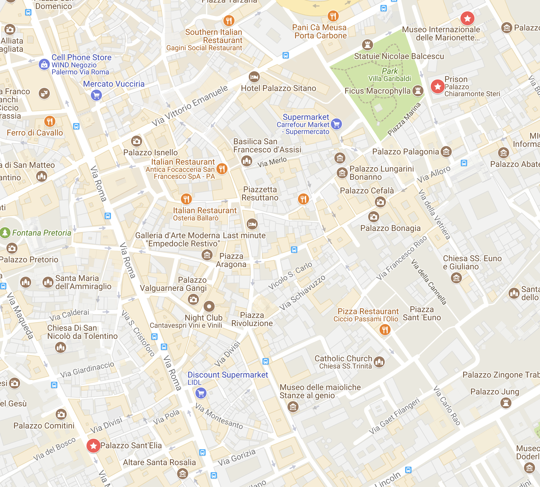Google Maps screen grab for Palermo Castellammarre area