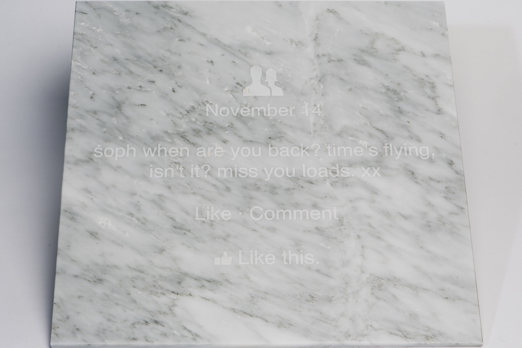 marble plate with engraved facebook post