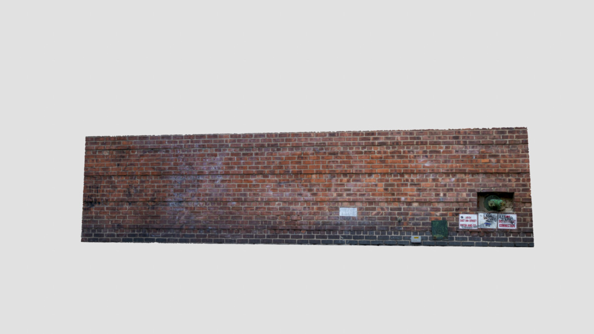 screenshot of a 3D rendered brick wall with stem pipe