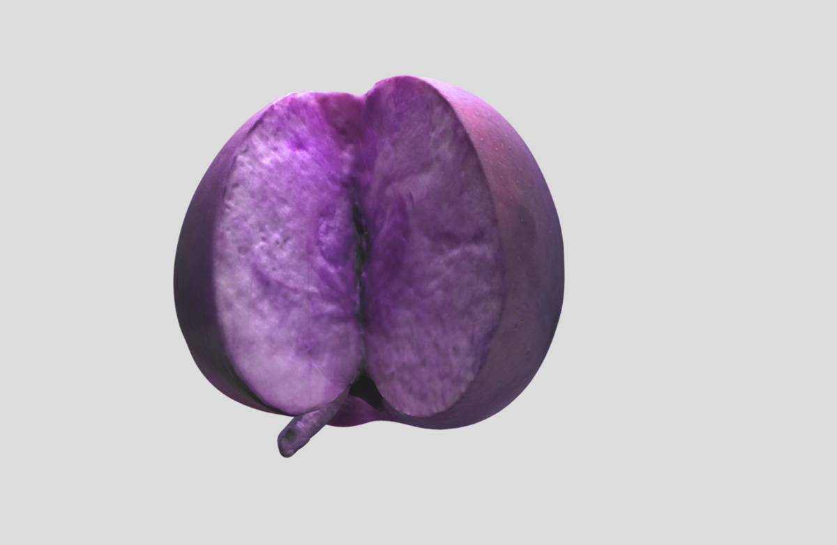 screenshot of a 3D rendered purple apple