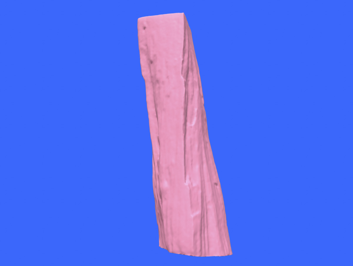 screenshot of a 3D rendered pink stick-like figure on a blue background