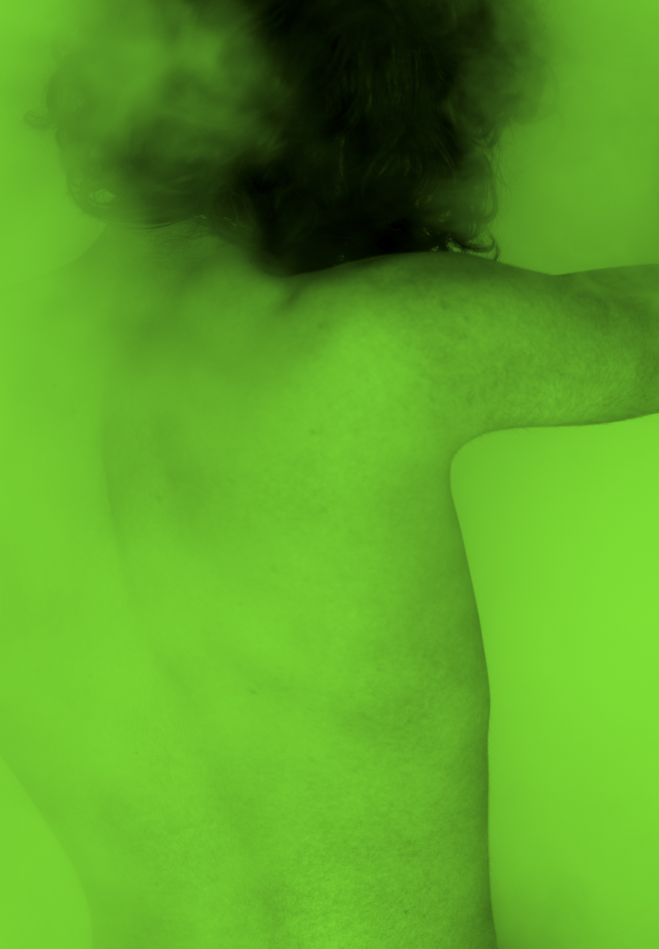 green tone abstract portrait of a person's back