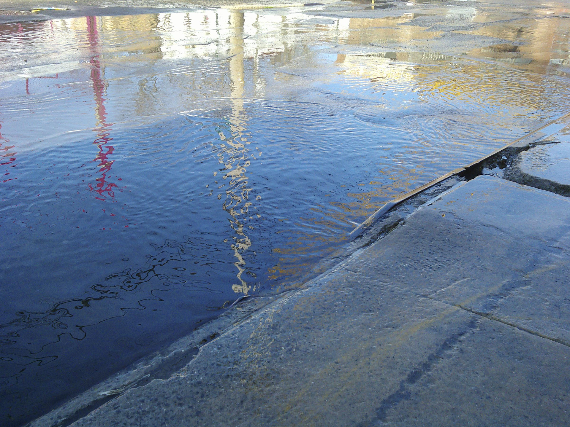 exterior scene with water puddle