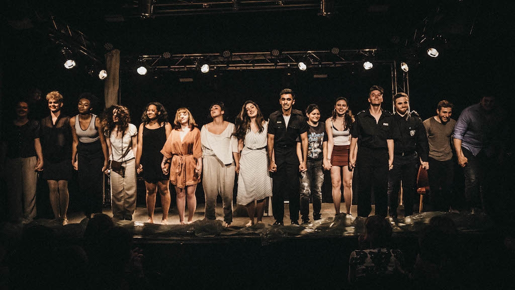 Spring 2018 Stanislavski, Brecht, and Beyond students' final performance curtain call