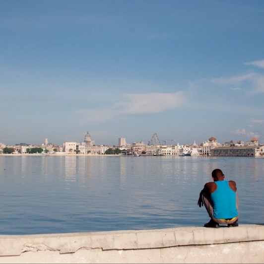 Two men at the shore of Havana, Cuba