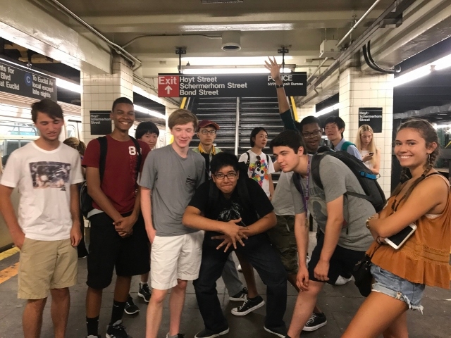 Tisch Summer High School students waiting for the subway in Brooklyn.