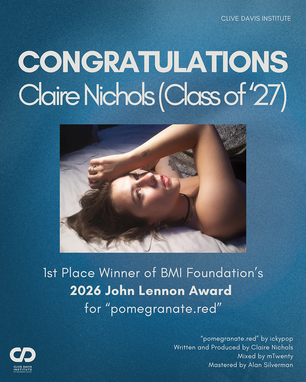 Claire Nichols Wins The John Lennon Award