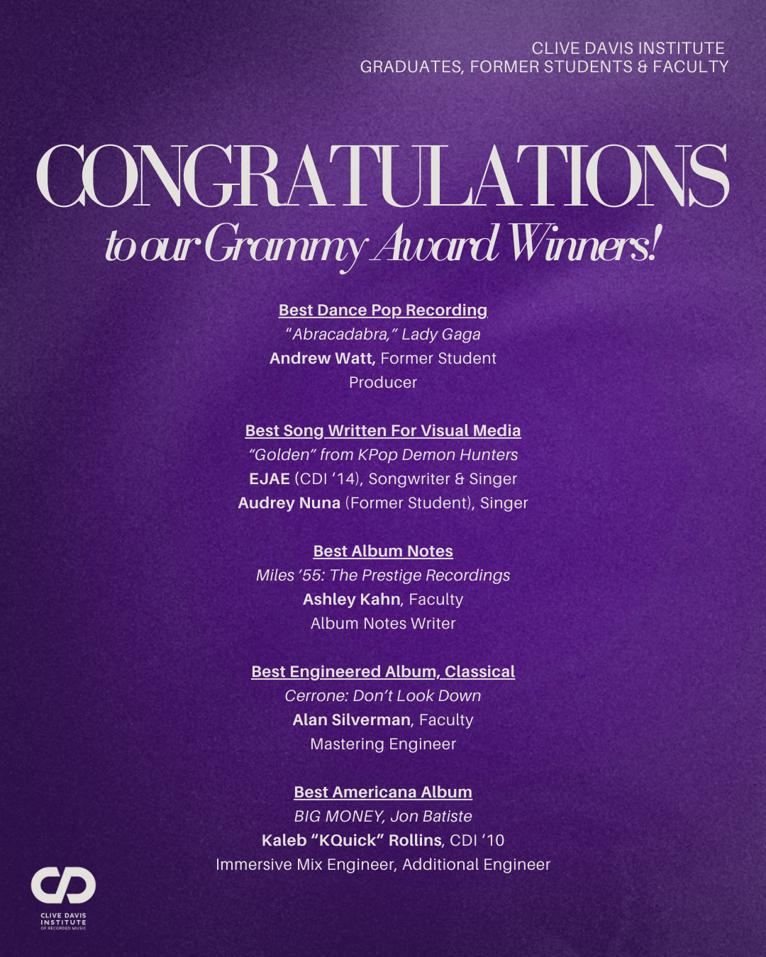 Congrats to all of our Grammy Winners