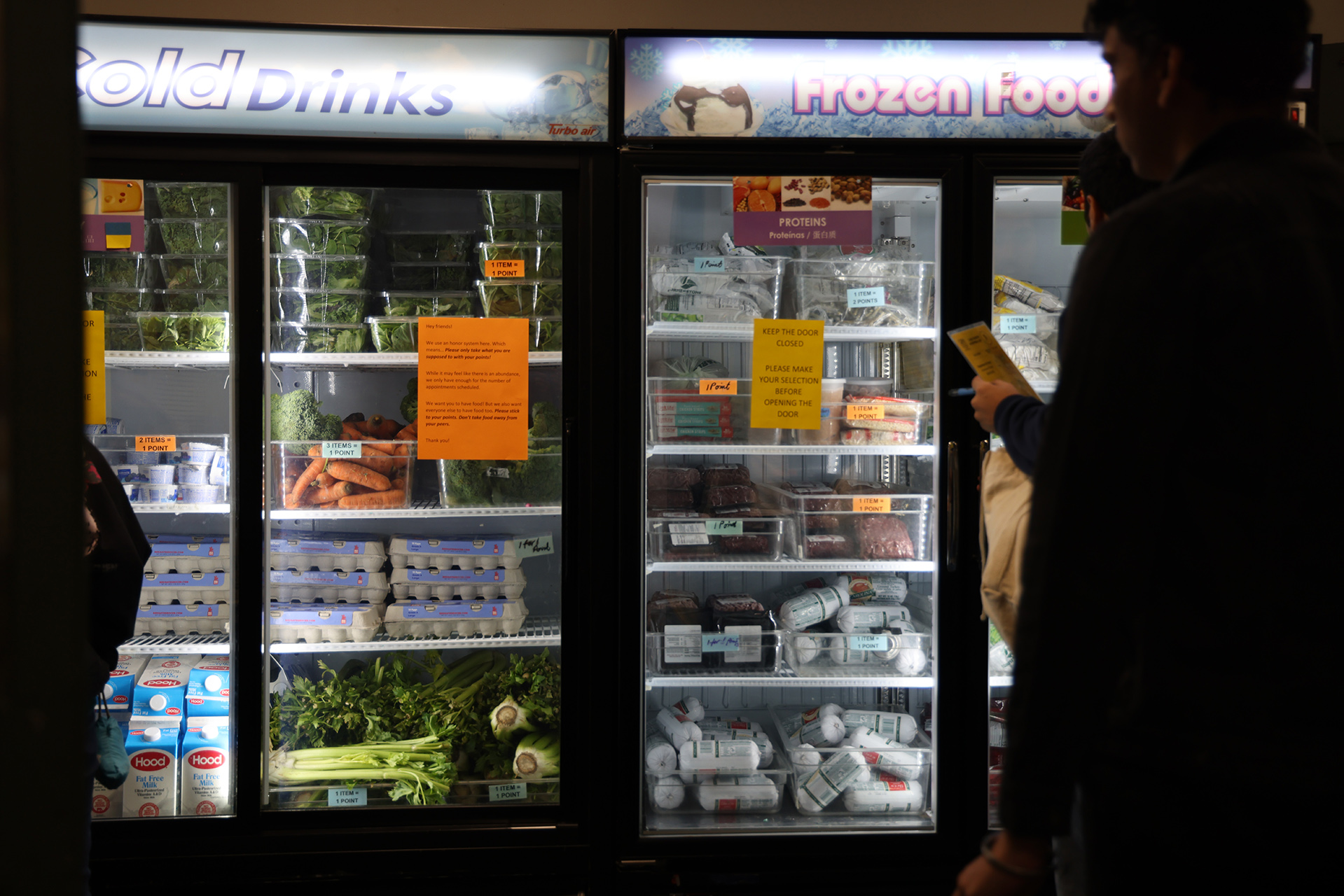 Frozen food shelves