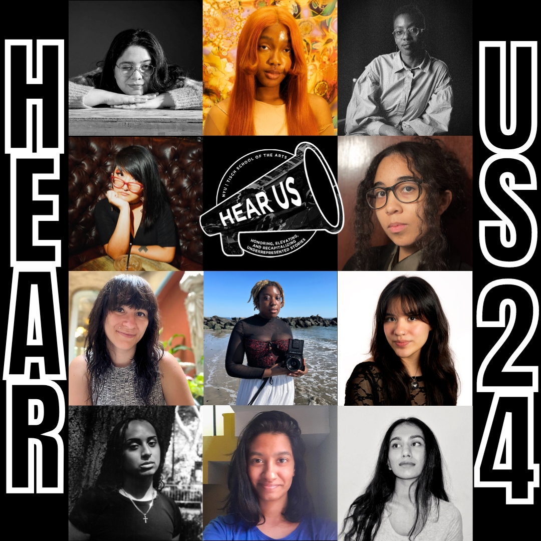 Headshots of the 8 HEAR US awardees arranged in a grid; 