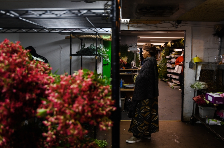 Woman in a plant store