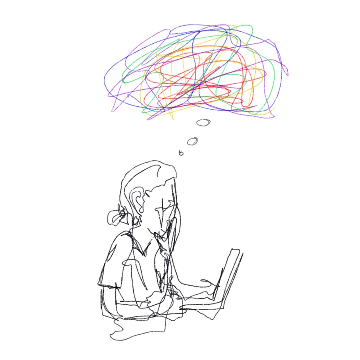 computer girl sketch
