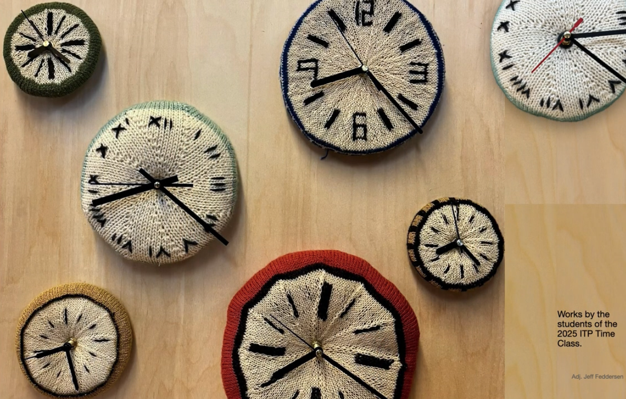 Knitted Clocks by Alanna Okun