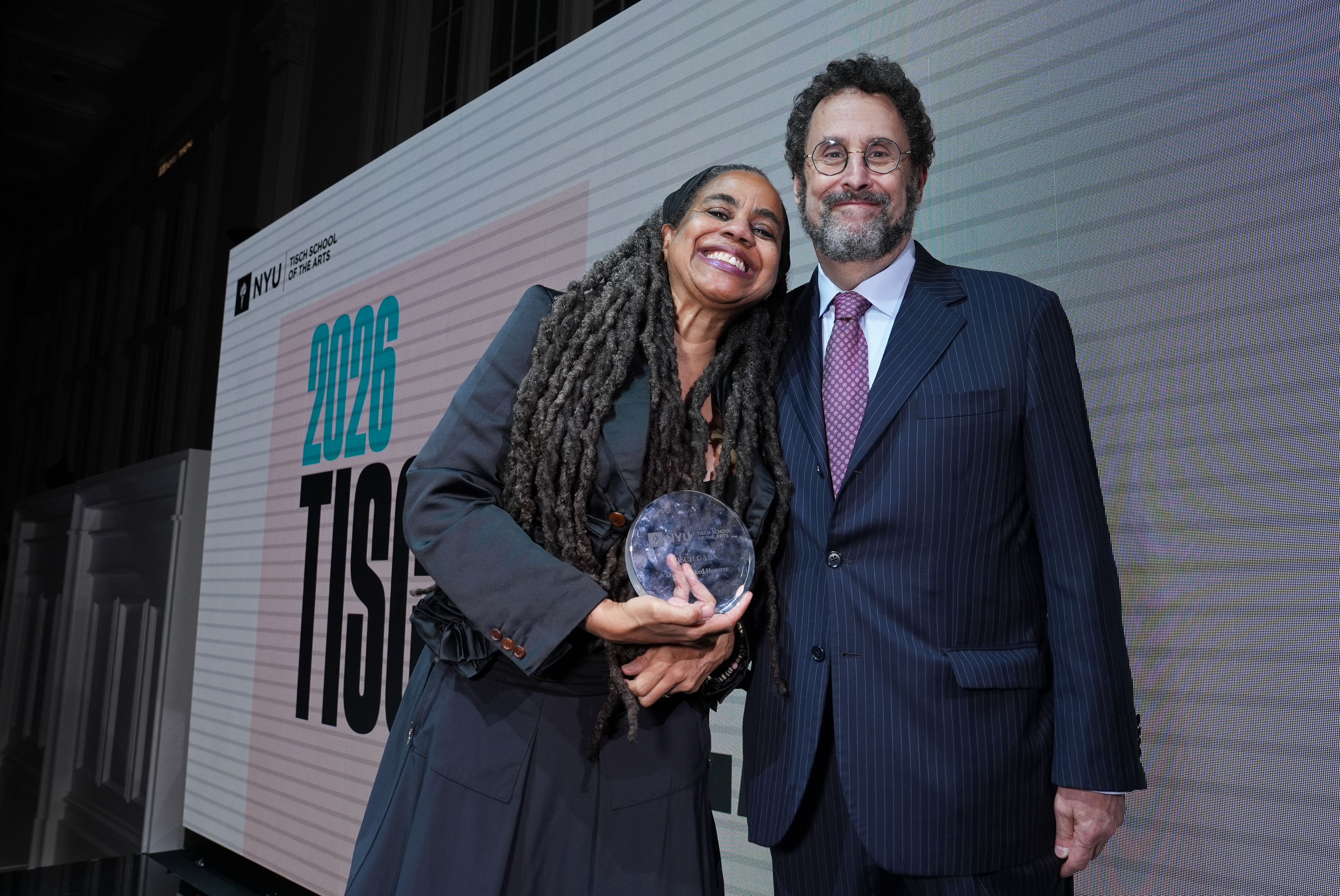 NEW YORK, NY - APRIL 13: Suzan-Lori Parks and Tony Kushner attend Tisch Gala 2026 at Cipriani South Street on April 13, 2026 in New York. (Photo by Patrick McMullan/PMC) *** Local Caption *** Suzan-Lori Parks;Tony Kushner