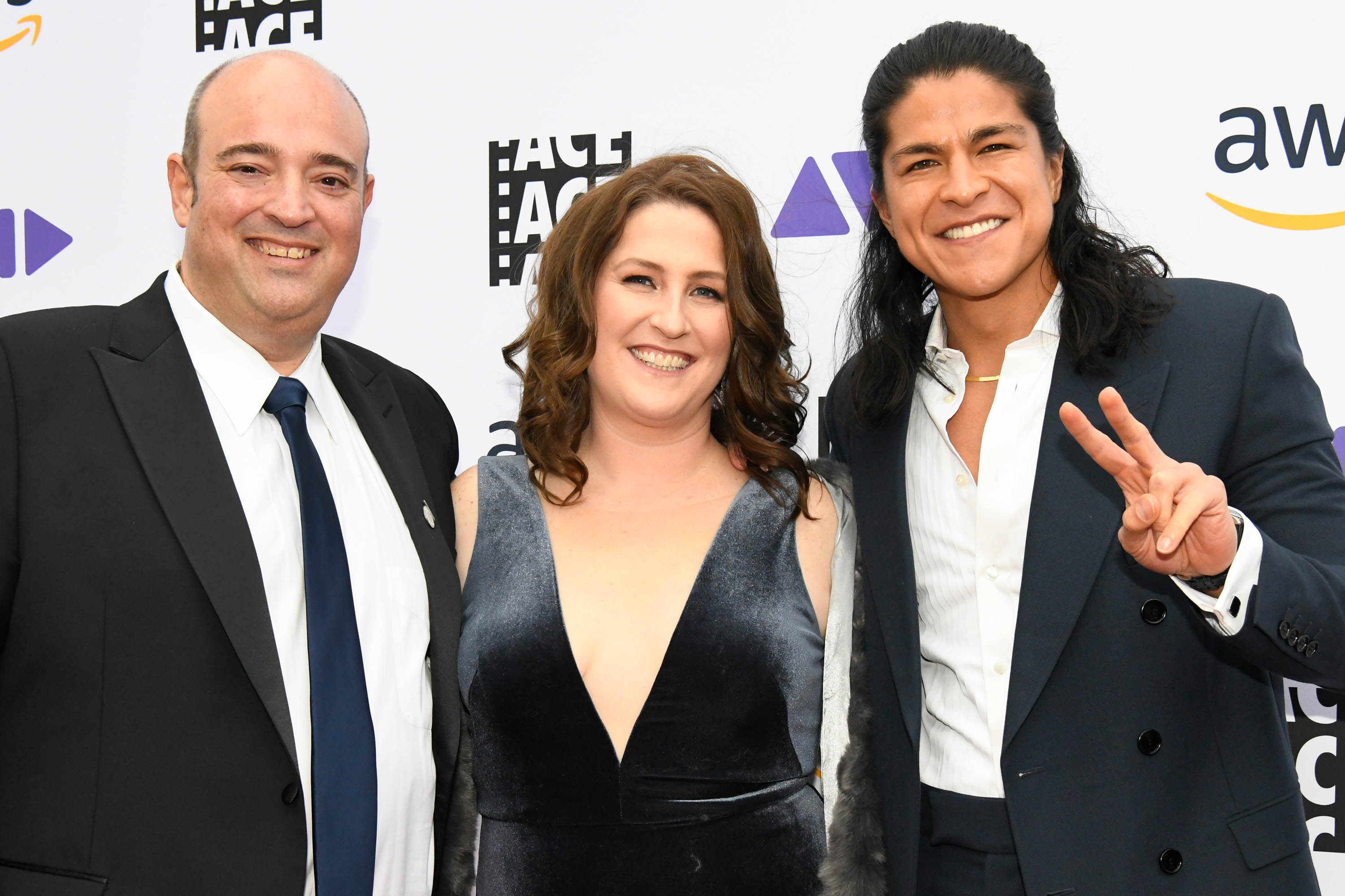 A.J. with fellow editor Melissa McCoy and actor Cristo Fernández