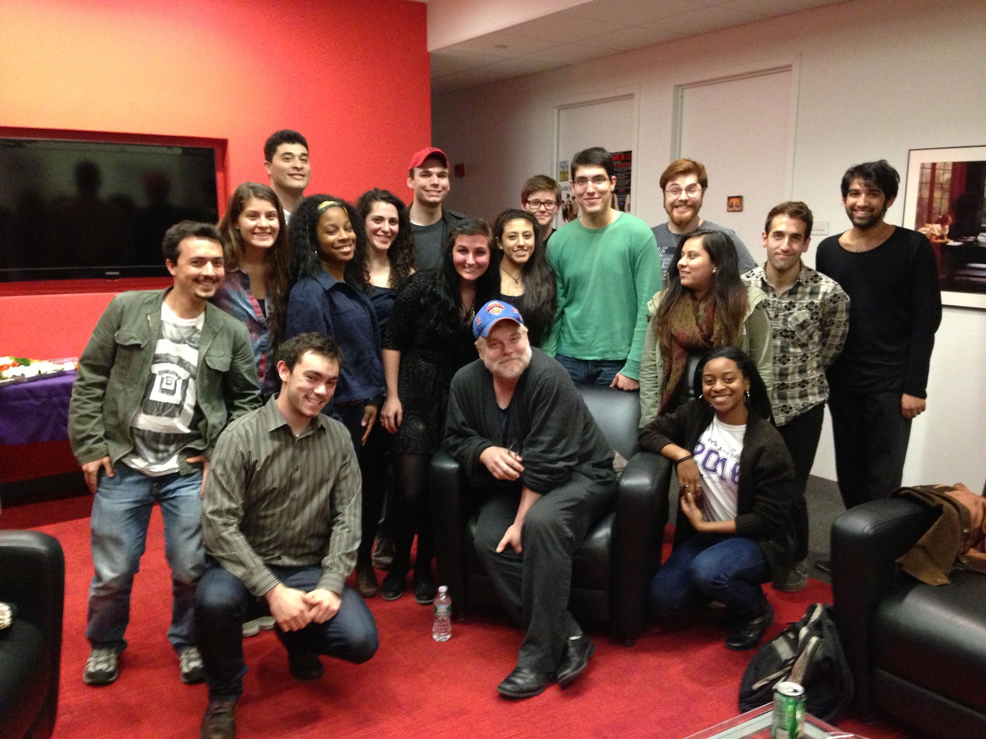 Tisch's Dean Scholars meet and talk with Philip Seymour Hoffman in 2013. Photo courtesy of Jack Kyser