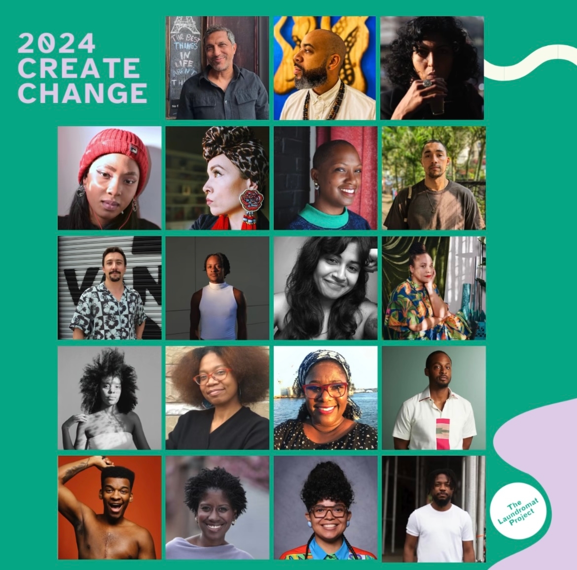 Collage of portraits of the 2024 Create Change Fellows