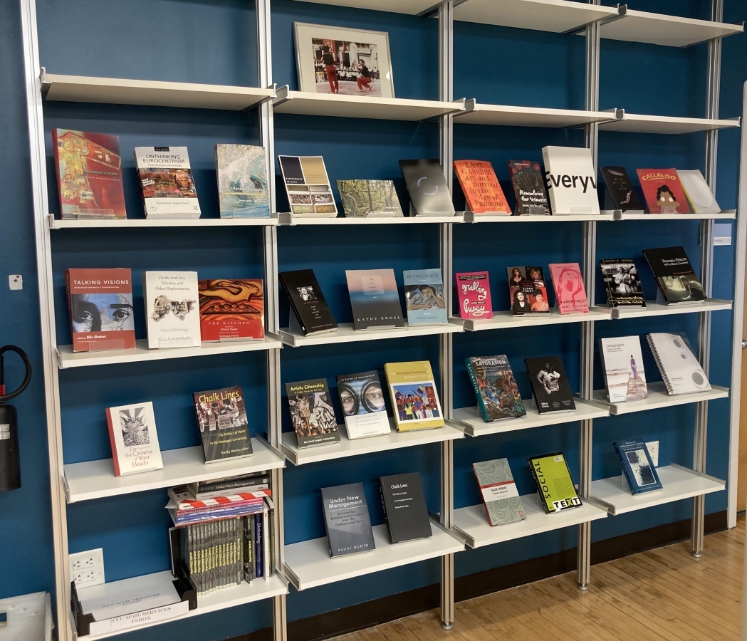 image of books by Art and public policy community in atrium space