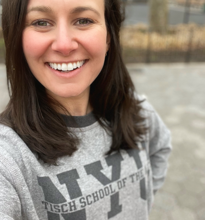 Becca in NYU sweatshirt