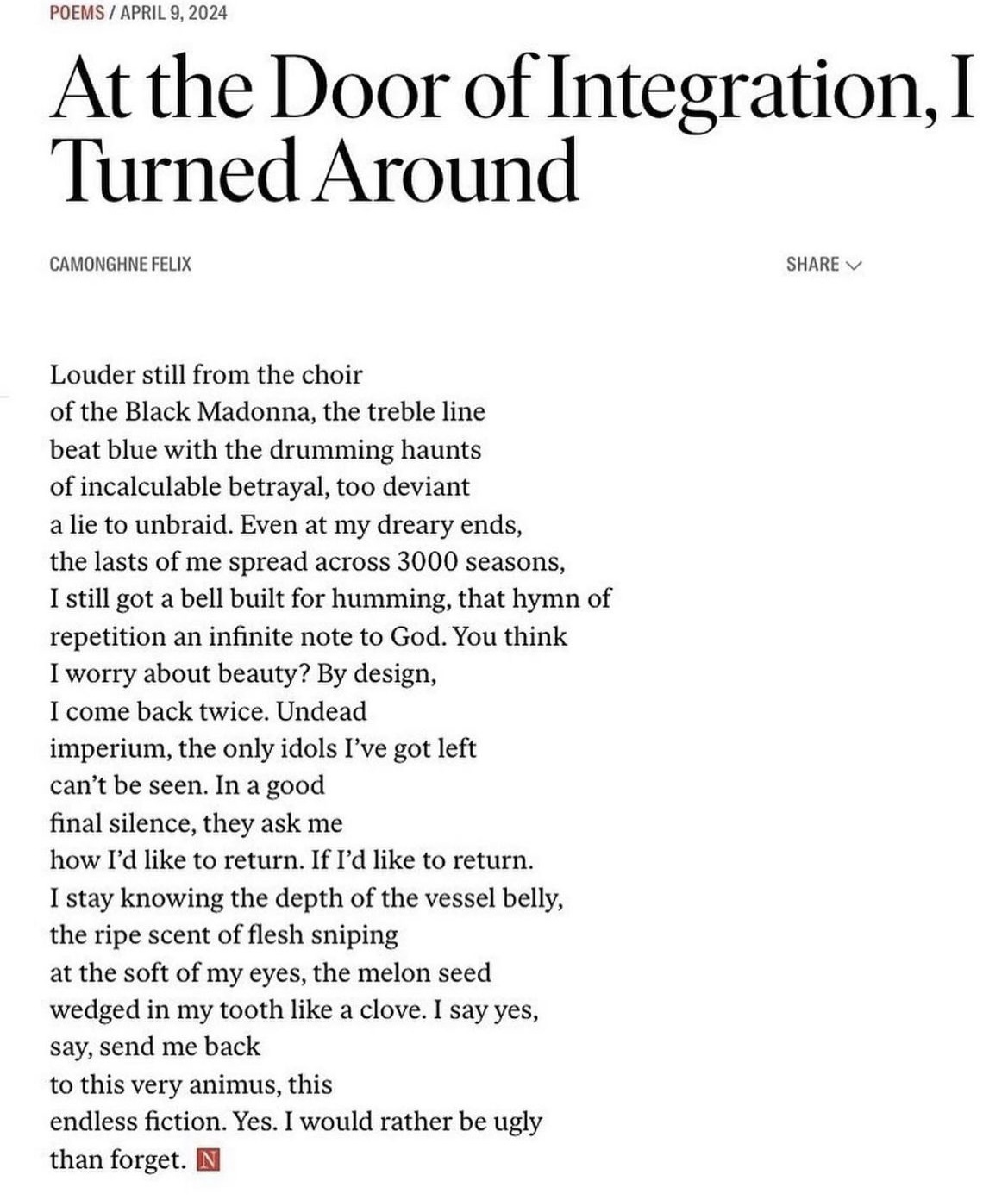 At the Door of Integration, I turned around, by Camonghne Felix