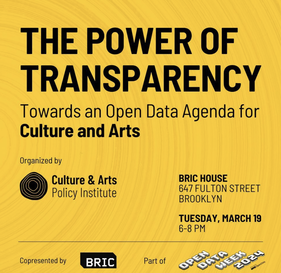 Yellow background, The Power of Transparency: towards an open data agenda for culture and arts