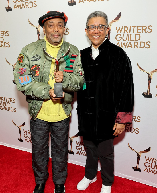 Dr. Sheril Antonio and Filmmaker and NYU Professor Spike Lee stand on red carpet at ceremony