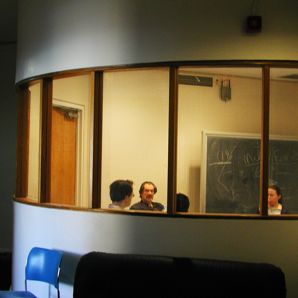 A photo of the "fish bowl" or the former seminar room in Cinema Studies.