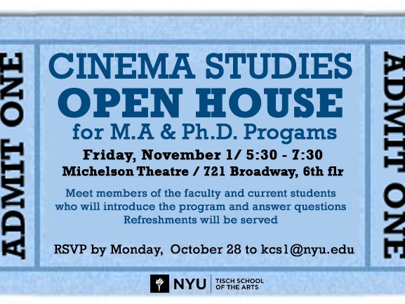 Open House for Prospective Cinema Studies Graduate Students