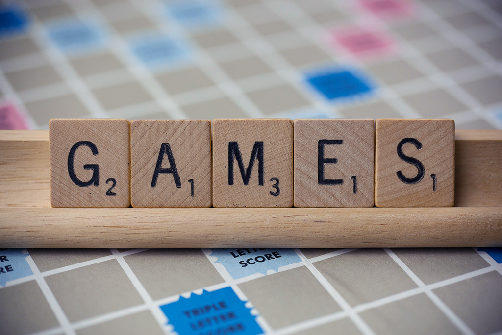 Scrabble tiles that spell GAMES