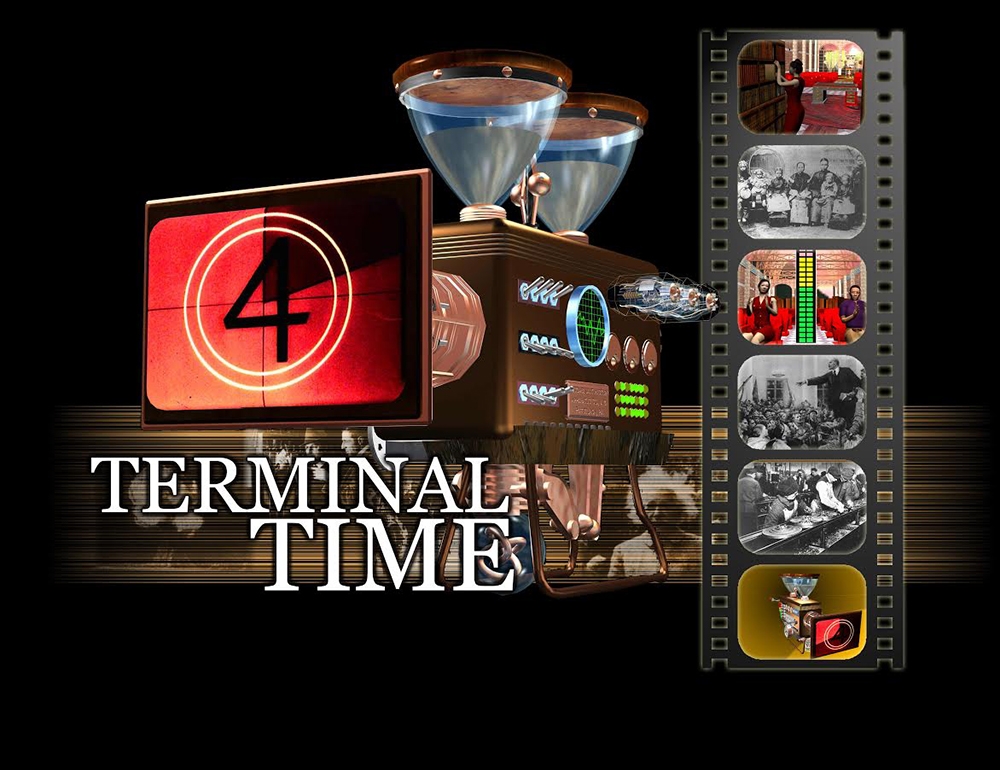 A film strip on the left and a countdown on the right. Text reads: Terminal Time
