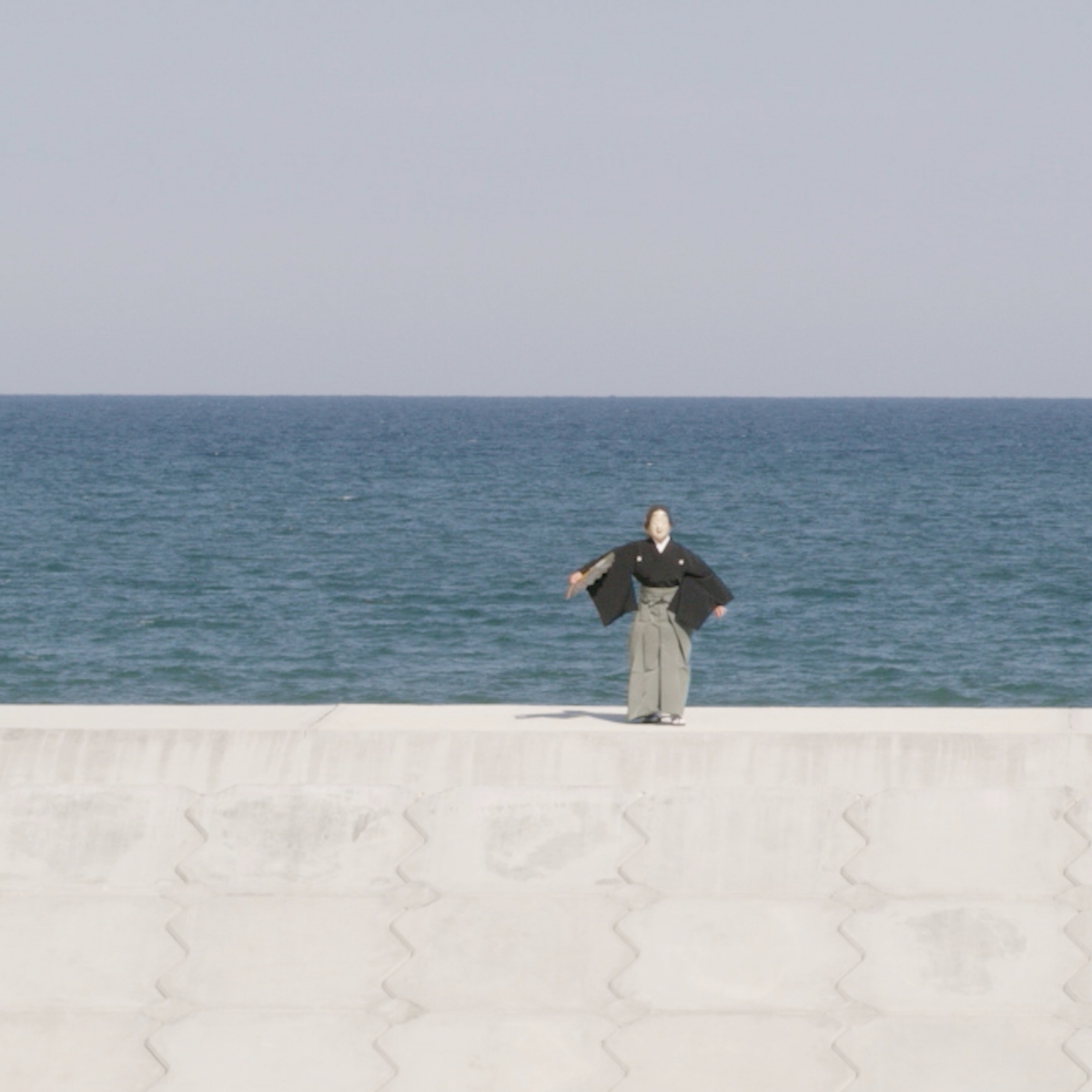 Set on the coast of Fukushima, it shows a Noh performer dancing atop a seawall constructed after the earthquake and nuclear disaster
