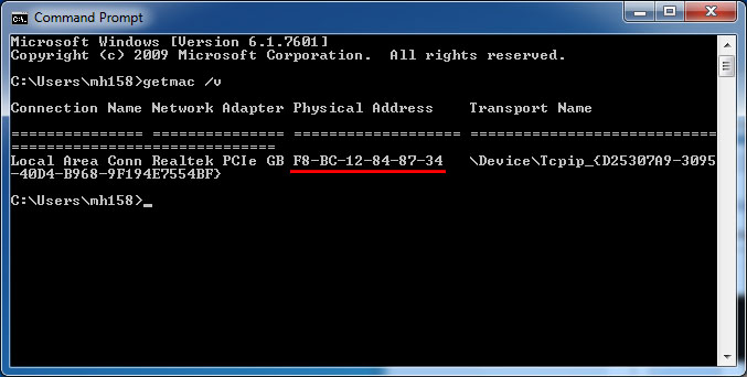 how to find mac address pc